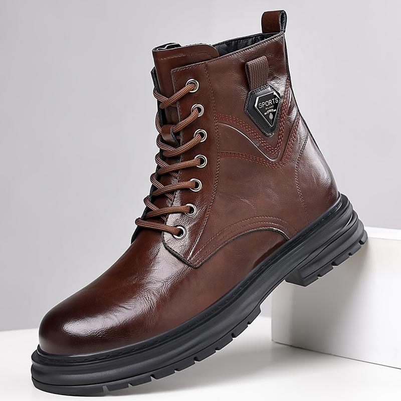 Módní podzimní zimní boty z hovězí kůže pro muže Nové designové módní ležérní pracovní boty Pánská móda Ležérní platformové kotníkové boty Muži