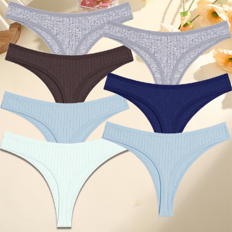 7PCS/Set G-string Cotton Women Lingerie Panties Thong Female Underwear Sexy Pantys Underpant Girl Intimates Thongs S-XL