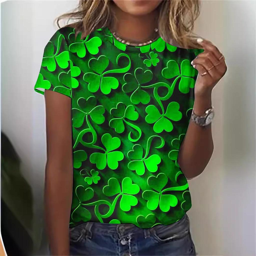 Women's T-shirt 3D Pattern Printed Casual Short Sleeved O-Neck Top Fashionable Street Women's Clothing