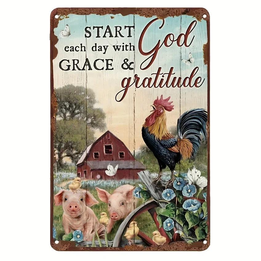 Vintage aluminiumskyltar för kycklingfarm för mysig kaféinredning