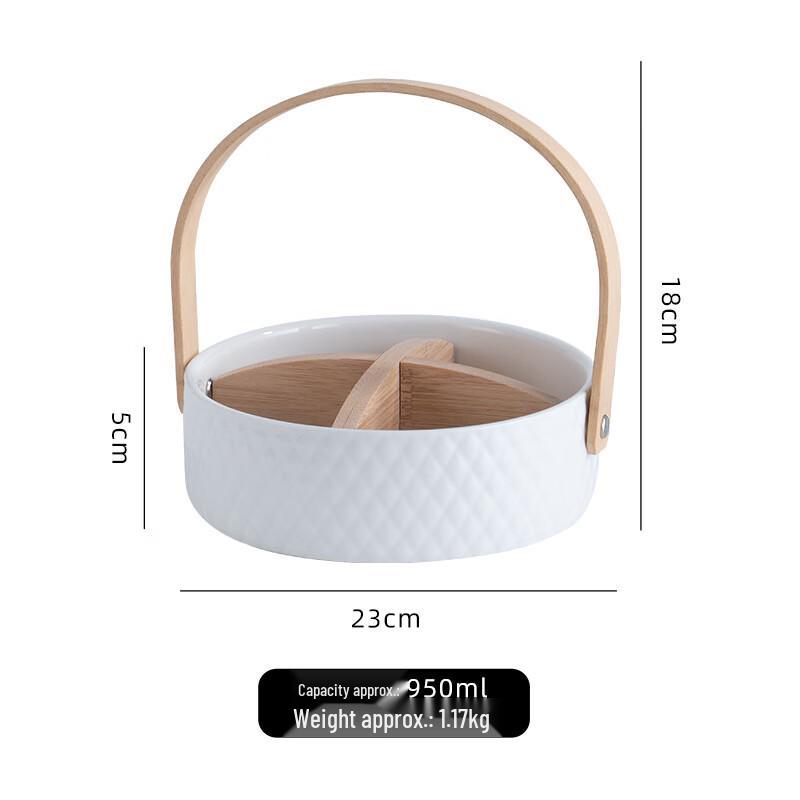 European Ceramic Divided Serving Basket with Handle