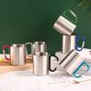 220Ml Camping Travel Stainless Steel Cup Carabiner Hook Handle Picnic Water Mug Outdoor Travel Hike Cup