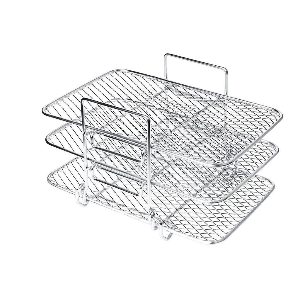

LMETJMA Air Fryer Rack Compatible with Ninja DZ201 DZ401 PowerXL Air Fryer Rectangle Stackable Stainless Steel Grill Rack