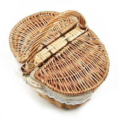 1PCS Wicker Basket Making English Picnic Baskets Shopping Storage Basket Outdoor Camping Picnic Storage Baskets 26x18x15cm
