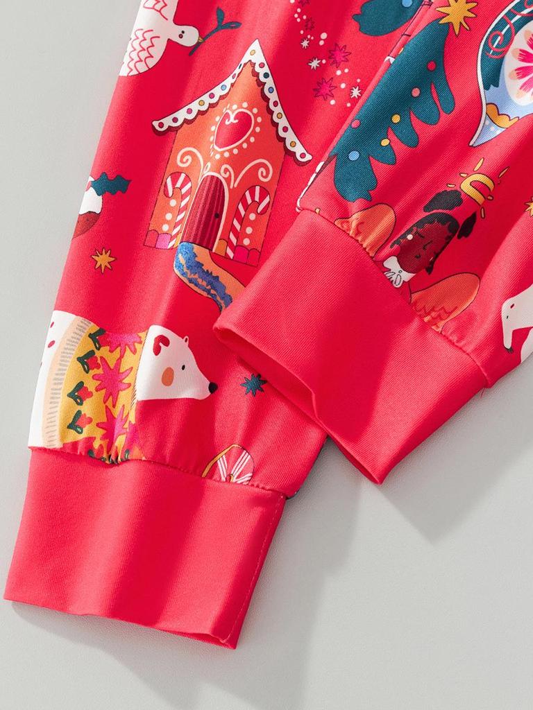 Autumn/Winter Children's Christmas Pajama Set: Cartoon Print Long Sleeve & Pants