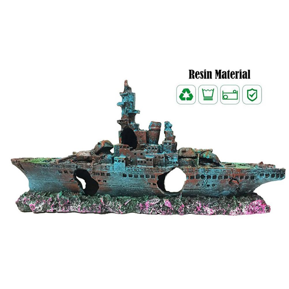 Aquarium Ship Decoration Realistic Pirate Ship  Aquarium Landscaping Ornaments For Fish Tank