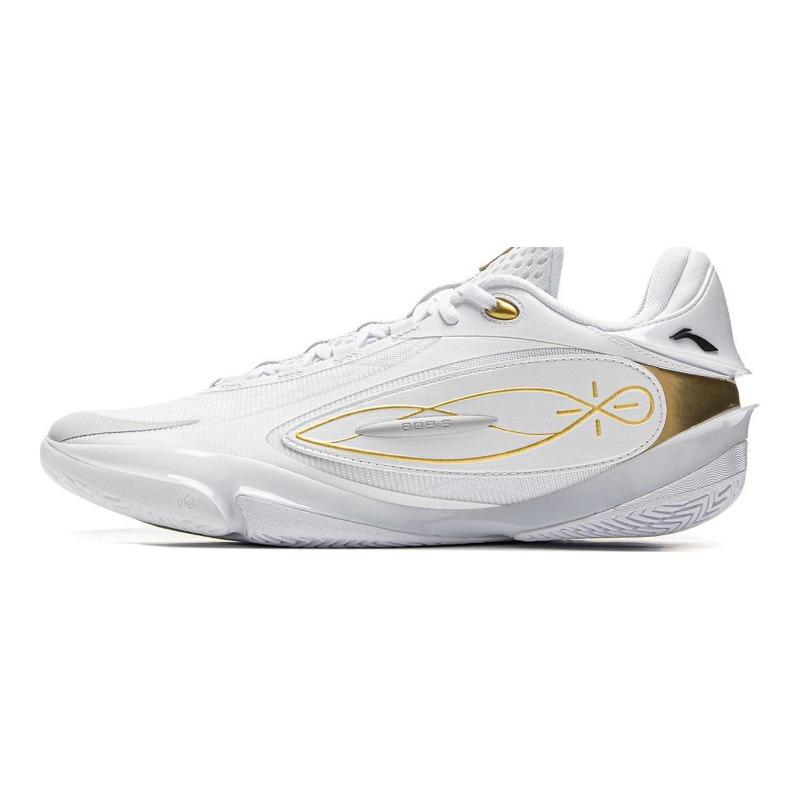 Li-Ning Wade 808 5 ULTRA Championship Road Super Beng Carbon Plate Stable Lightweight Low Top Basketball Shoes Men White Gold ABAV015-2 41