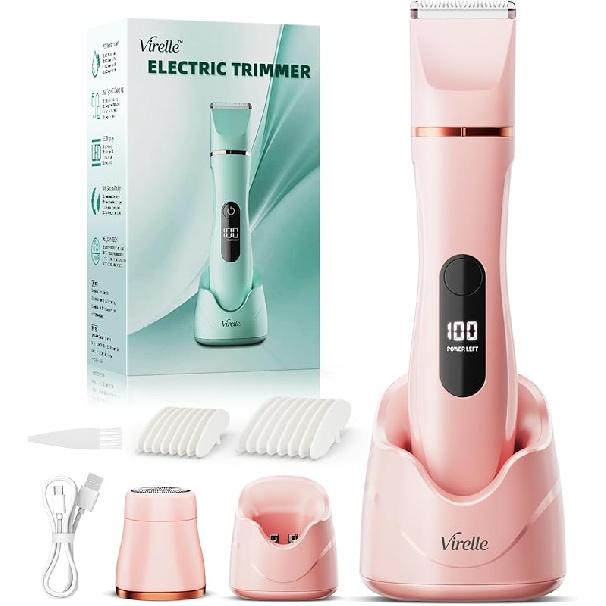 Bikini Trimmer for Women - Painless Waterproof Electric Razor Remover Foil Shaver for Leg, Body, Armpit & Facial Hair, Cordless with Ceramic