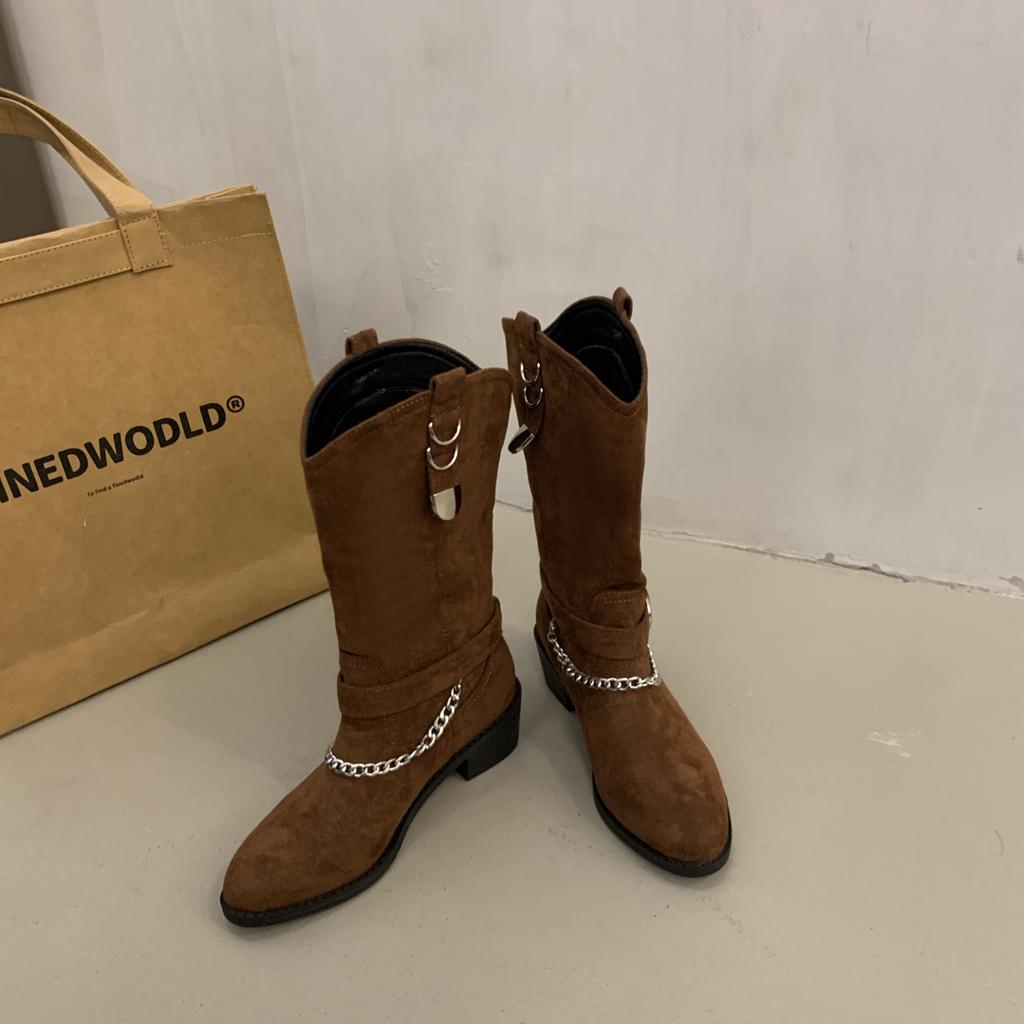 Women High Boots Fashion Woman Non-slip Waterproof Winter PU Leather Knee High Boots Women Chunky Platform Long Boots