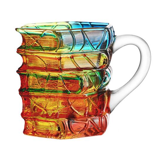Hand-Painted Book Mug 3D Glass Design Novelty Stacked Book Coffee Cup Literary Gift for Teachers & Book Lovers
