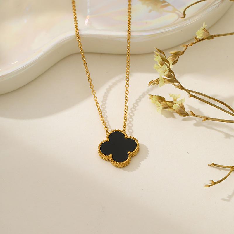 Heiße vierblättrige Kleeblatt-Halskette, goldene doppelseitige Fritillaria, modische neue Stil, vielseitige Frauen