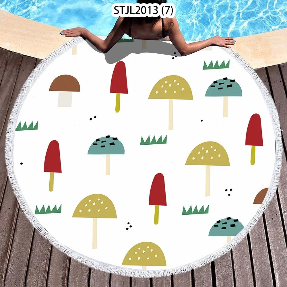 Mushroom Pattern Plant Horse Riding Printed Beach Towel Microfiber Digital Swimming Pool Beach Towel Blanket Shower Beach Towel