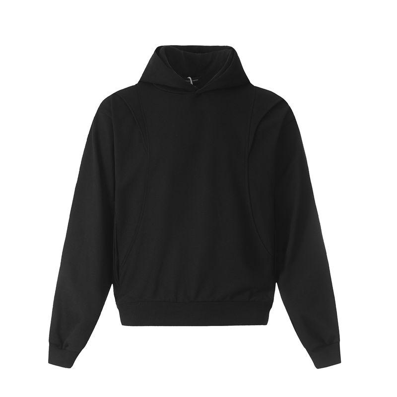 Kisko Deconstructed Patchwork Boxy Commuter Hoodie Unisex American Casual Oversized Cropped Hoodie Jacket Trendy