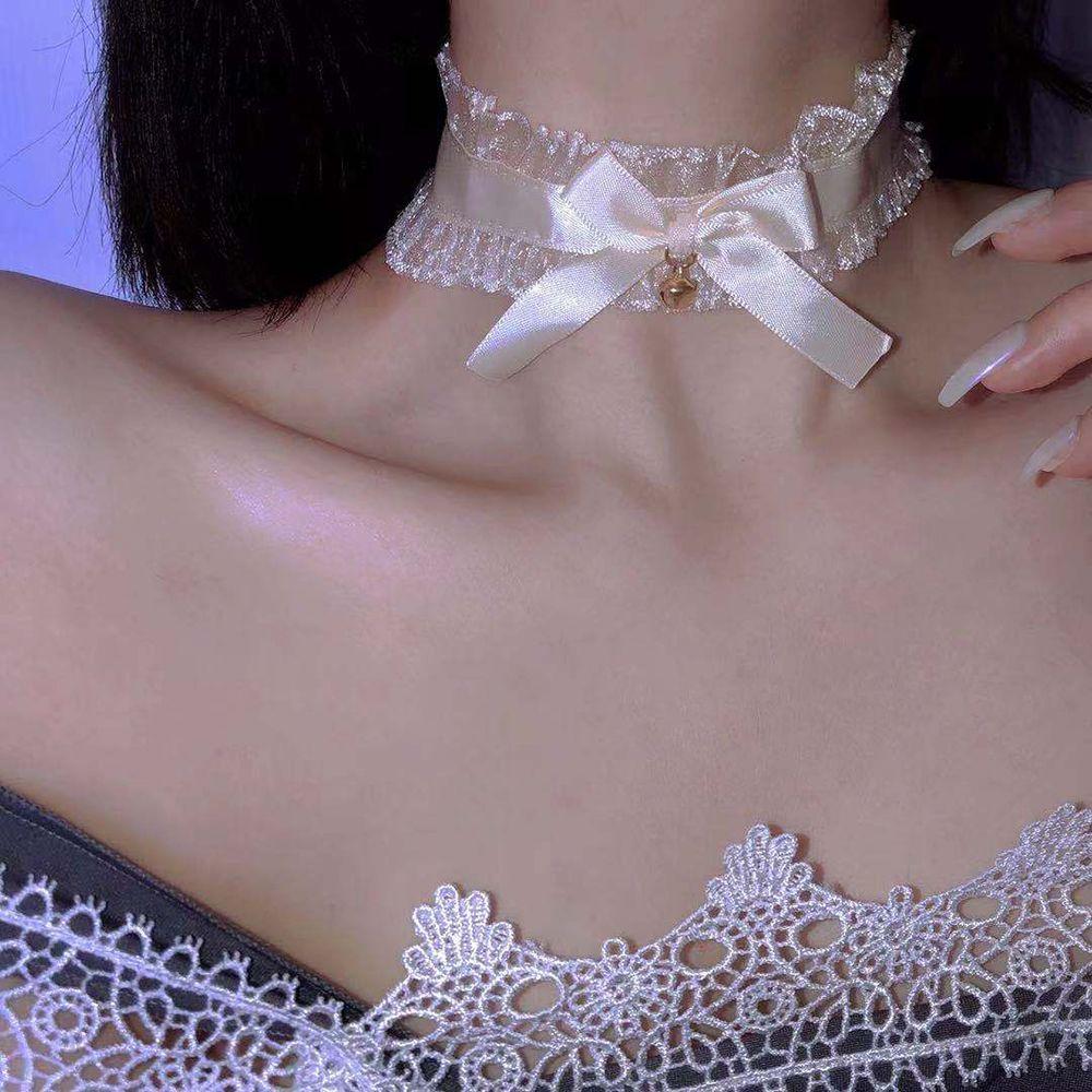 Maid Pendant Choker Woman Clavicle Chain Korean Necklace Cosplay Neck Jewelry Bow Bell Necklace