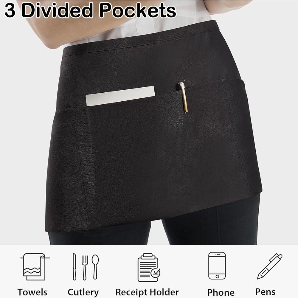Unisex pasová zástěra Černá Krátká Poloviční pasová zástěra Módní Krátká zástěra Kuchař