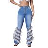 6935 European Style High Waist Micro Flare Denim Pants for Women