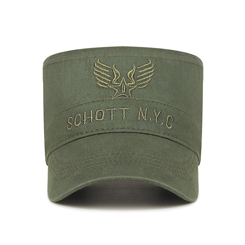 Cotton Flat Cap With Embroidered Letters For Outdoor Sun Protection And Casual Style
