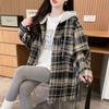 Navava Men Retro Casual Check Long Sleeve Hooded Shirt Nb2974