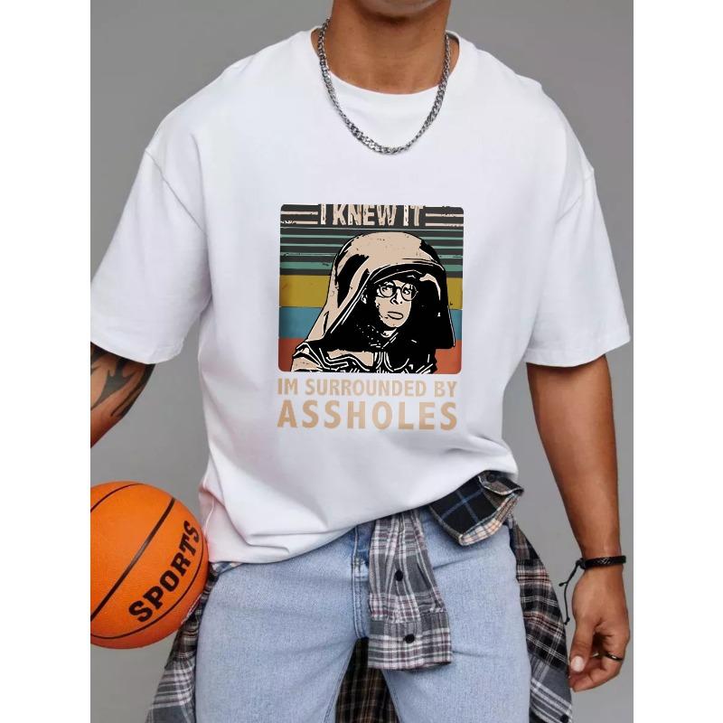 T-Shirt White I Knew It Im Surrounded By Assholes Vintage Graphic Print for Casual Wear