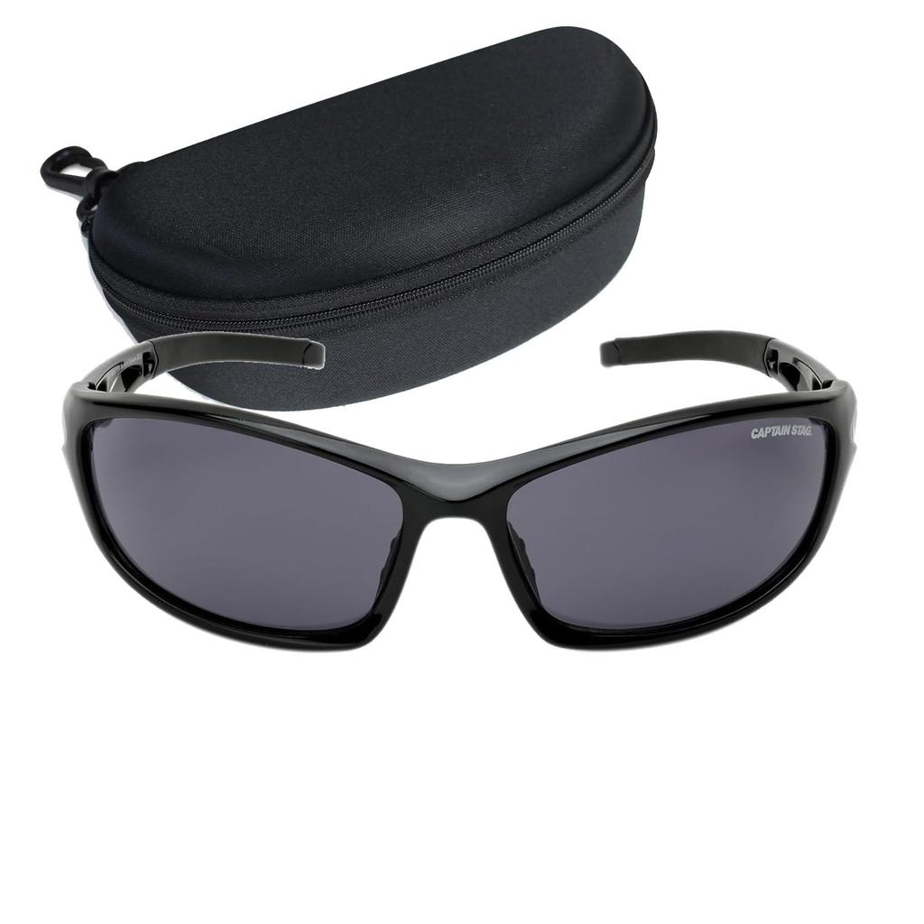 CAPTAIN STAG Sports Sunglasses with Plastic Men's Case, Frame, Black, CS-S008-2-EH-72