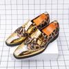 Fashion Designer New Men's Pointed Leopard Patchwork Tassel Brogues Oxford Shoes Male Wedding Dress Homecoming Formal Wedding Footwear