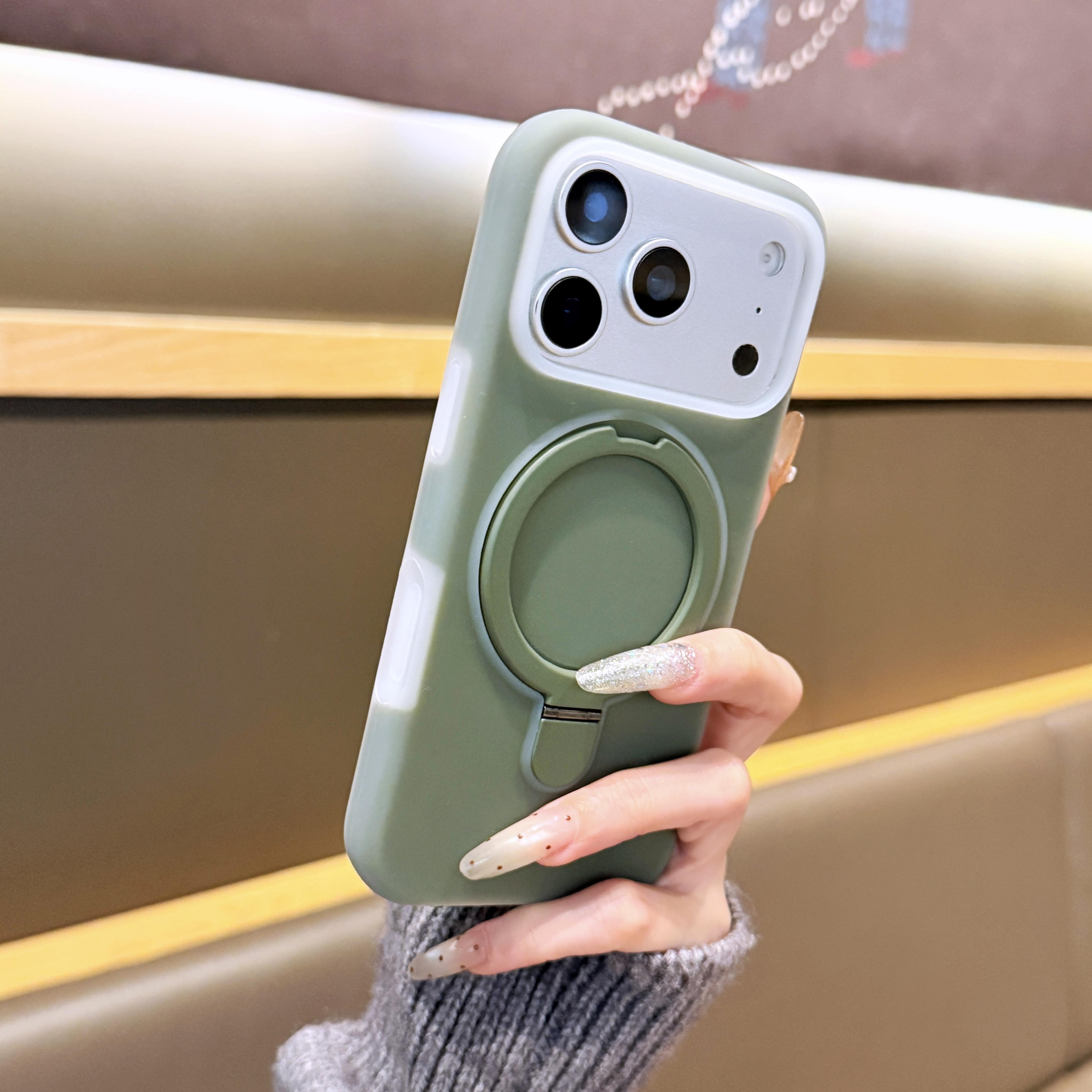 

Stand Holder For Magsafe Wireless Charge Kickstand Case For iPhone Air 17 16 15 Pro Max Jelly Neon Silicone Shockproof Cover For iPhone 17