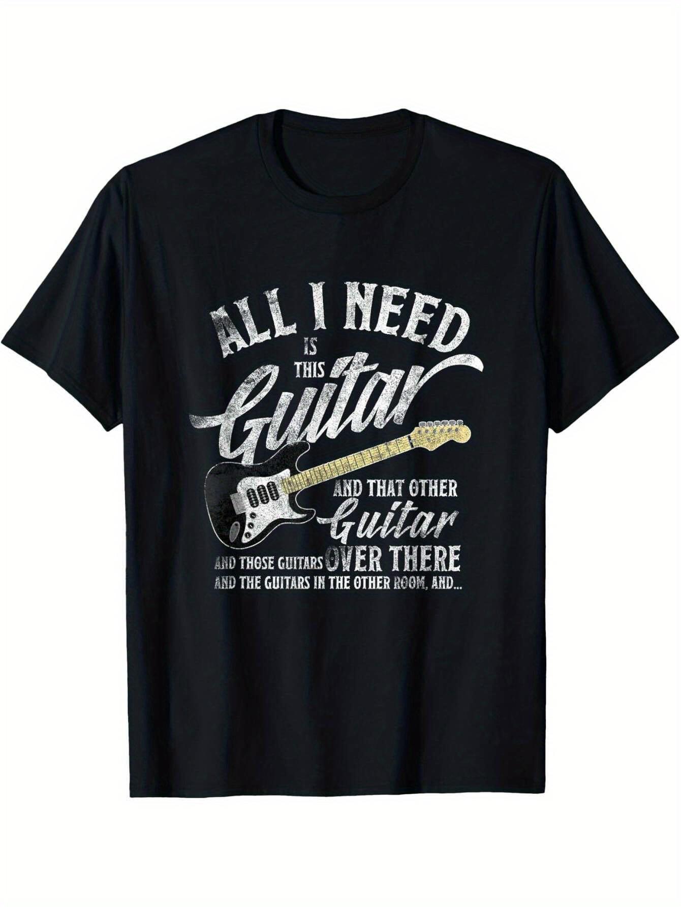 All I Need Is This Guitar Graphic T-shirt for Men - 100% Cotton Casual Music Lover Tee with Inspirational Quote & Guitar Design XXL