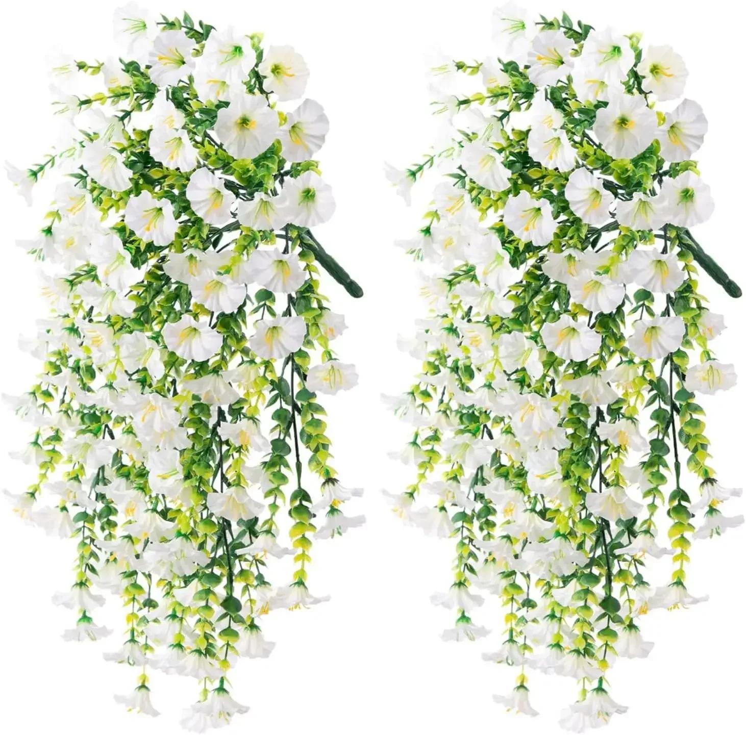 

Artificial Morning Glory Wall Hanging Faux Violet Plants Hanging Flowers Simulated Leaf Vines for Home Garden Wedding Decora