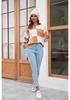 New 2026 Autumn/Winter Women's Plaid Color Block Round Neck Knit Pullover