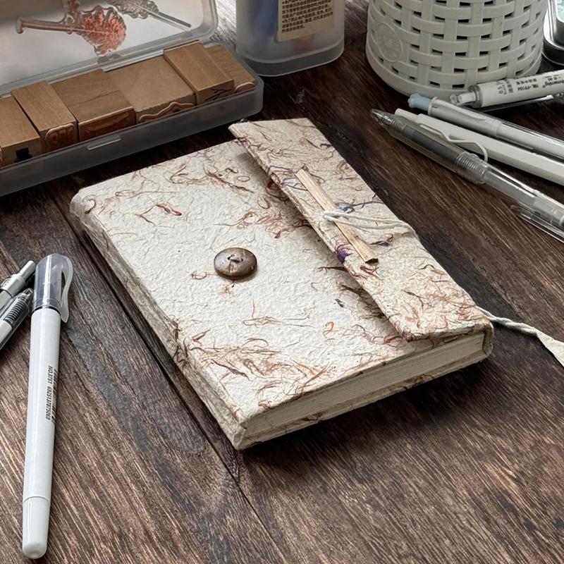 Pocket Flower Scrapbook Notebook Lokata Plant Handmade Graffiti Draw Book Dongba Paper Ledger Button Diary