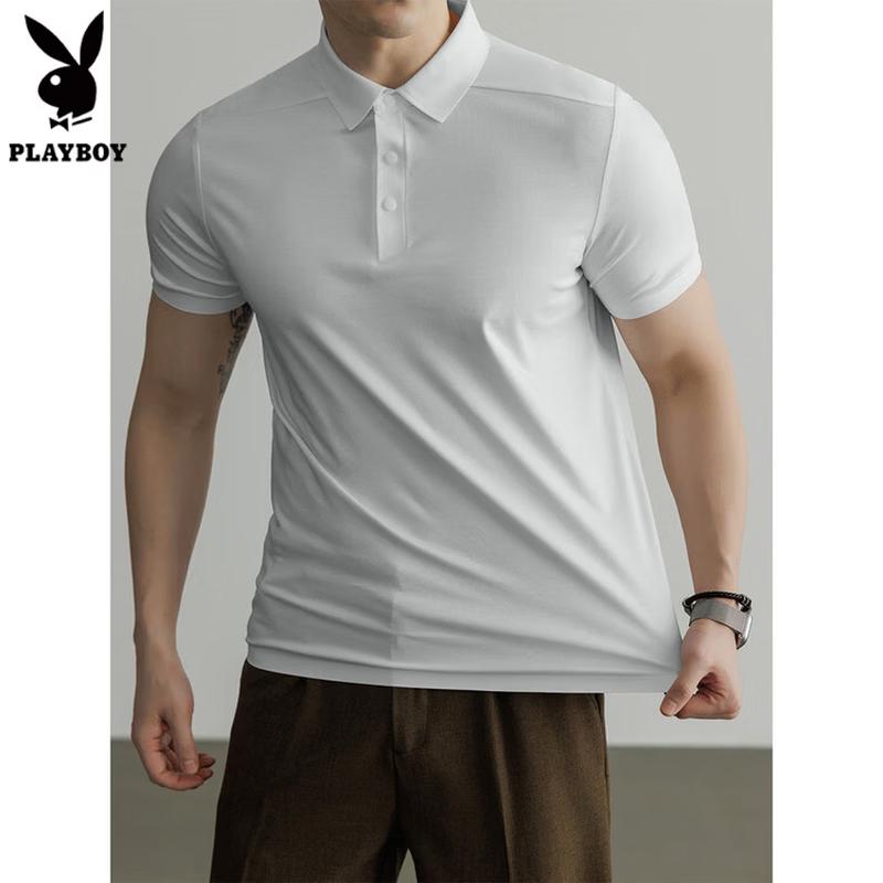 PLAYBOY Men's Half-Zip Quick-Dry Casual Business Polo Shirt
