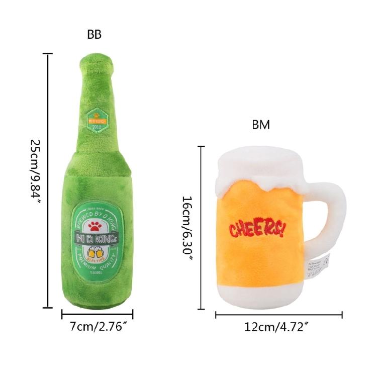 Beer Bottle/Mug Puppy Chew Toy Funny Dog Squeaky Plush Toys for Small Medium Dog
