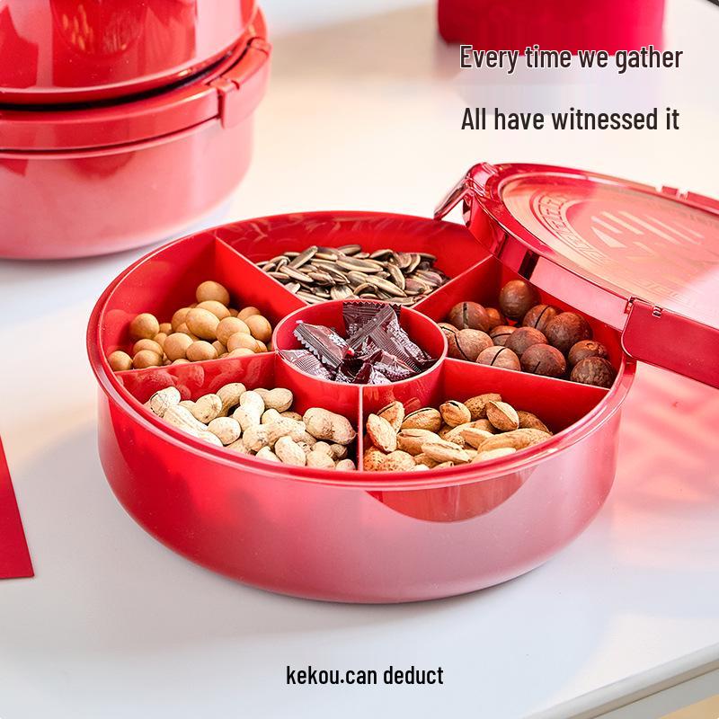 New Year Dried Fruit & Candy Tray: Sealed Wedding, Living Room, or Coffee Table Snack Box with Sunflower Seed Storage