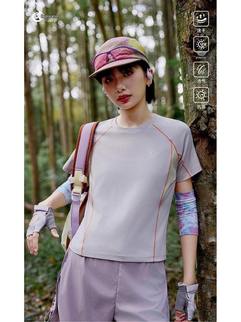 Women's FX Outdoor Quick-Dry Antibacterial Short Sleeve Sports T-Shirt with Sun Protection - Breathable Summer Running & Fitness Top