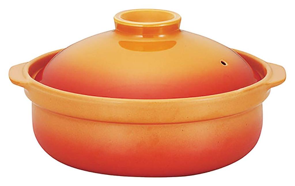 Minosarara Direct Flame Banquet Bake Clay Pot 8 for Made In Heat Source Direct Flame Orange Heat-resistant No. 2-3 People, Japan, Color