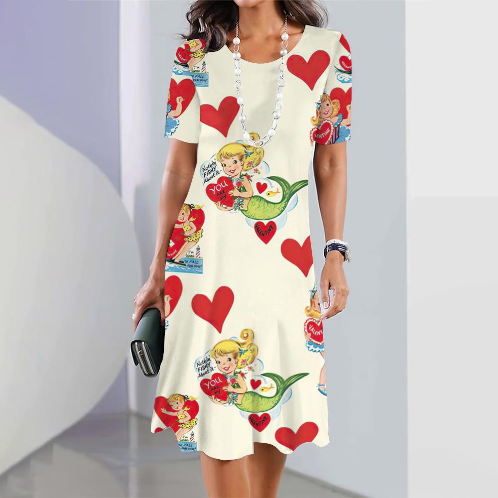 The New Ballet Graphic Print Dress Is an Elegant Fashion Dress for Women, Summer Medium-length Dress