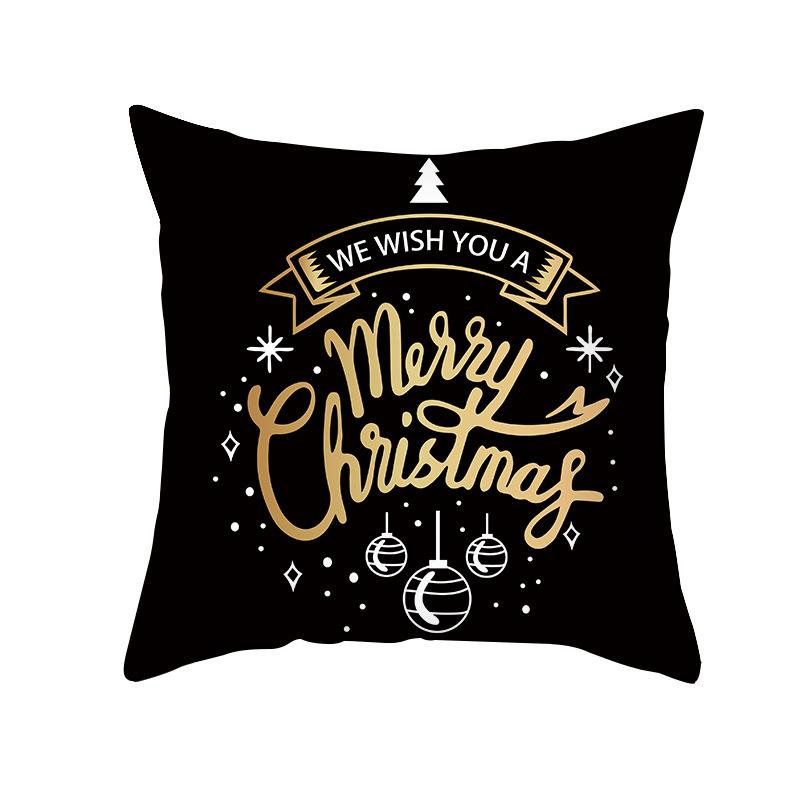 

Рождественская наволочка Черно-золотая серия Wish Принт персиковая кожа Домашняя подушка Подушка для дивана 45 * 45Cm (without pillow core)