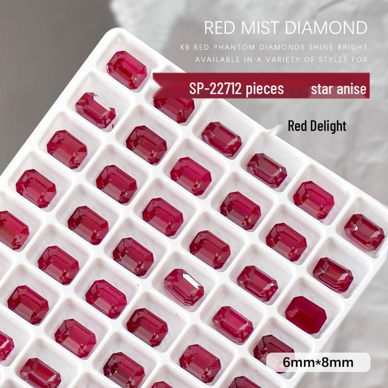 

Набор страз для дизайна ногтей: Клык, Волнистое сердце, Прямоугольный, Восьмиугольный, Толстый квадрат, Красный DeLite - 2 шт.