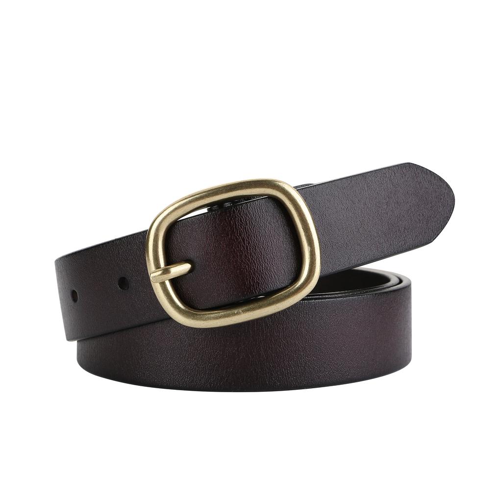 Trendy Women's Belt Sliver Metal Buckle Belt Jeans Belt Retro Gold Buckle Girdle Genuine Leather Belt Fashion Decoration Belts