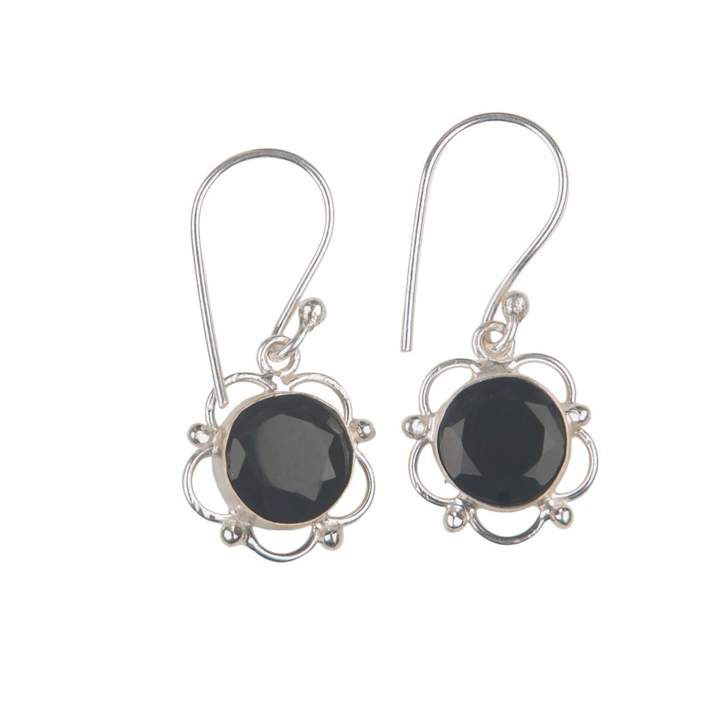 Black Onyx Gemstone 925Sterling Silver Jewelry Handmade Earrings 1.40" For Her EE-56-18