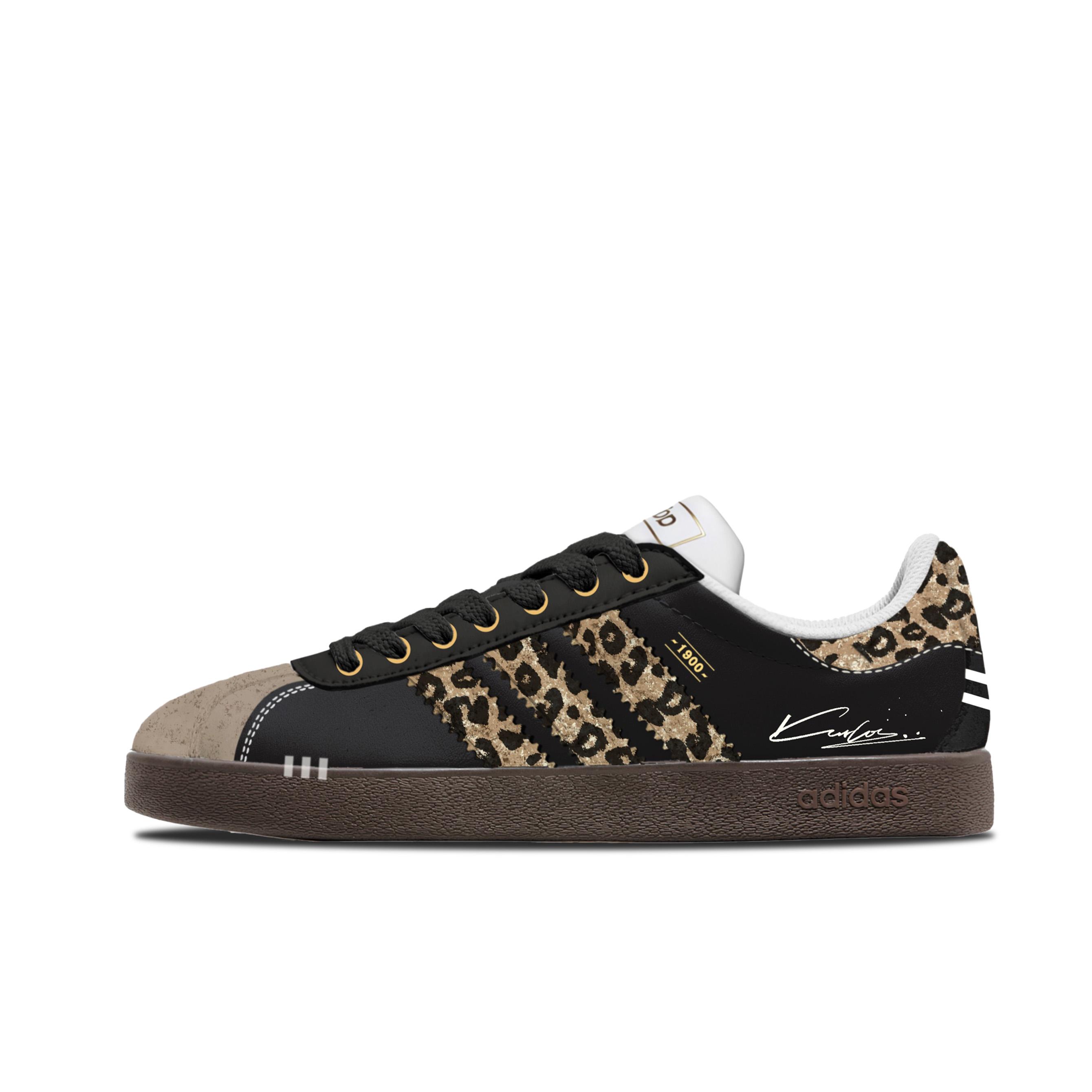 Adidas Neo VL Court 2.0 Leopard Shadow Leather Cushioning Abrasion Resistant Cushioning, Wear Resistant Low top JQ2470(Team632-) 35⅔
