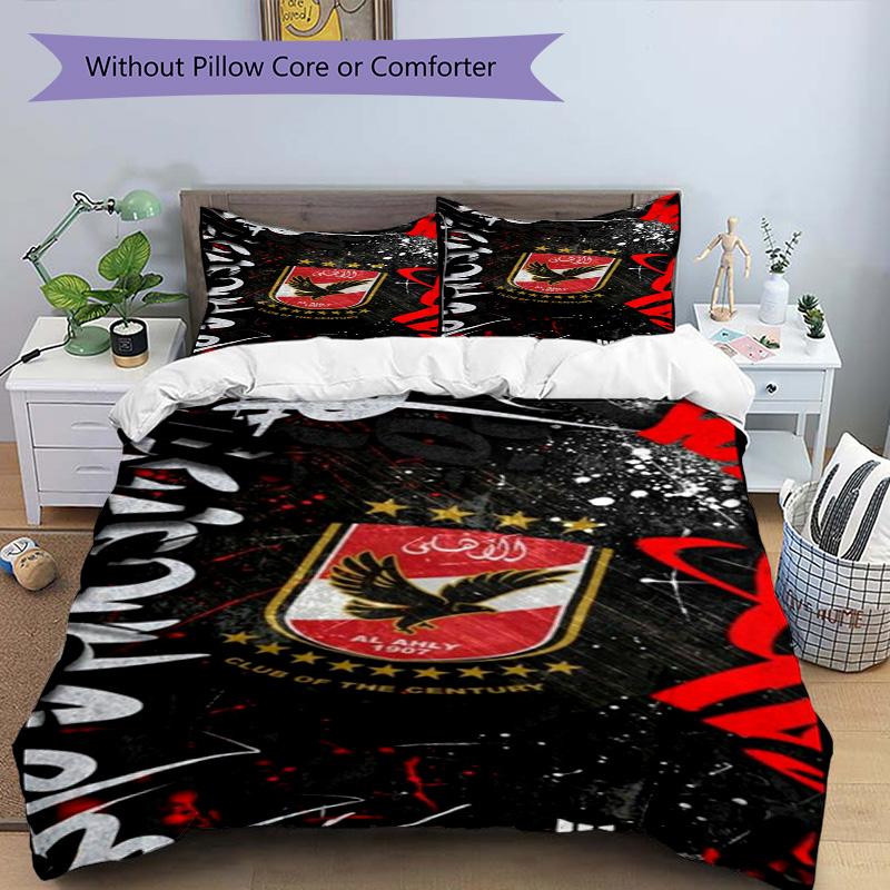 Ahly Football Club Printed Pattern Duvet Cover Set – Includes 1 Duvet Cover and 2 Matching Pillowcases Bedroom Decor Christmas Gifts