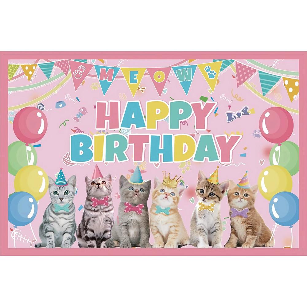 Cute Little Cat Pet-themed Birthday Party Decoration, Cat Head Banner Balloon Set, Children's Birthday Party Decoration