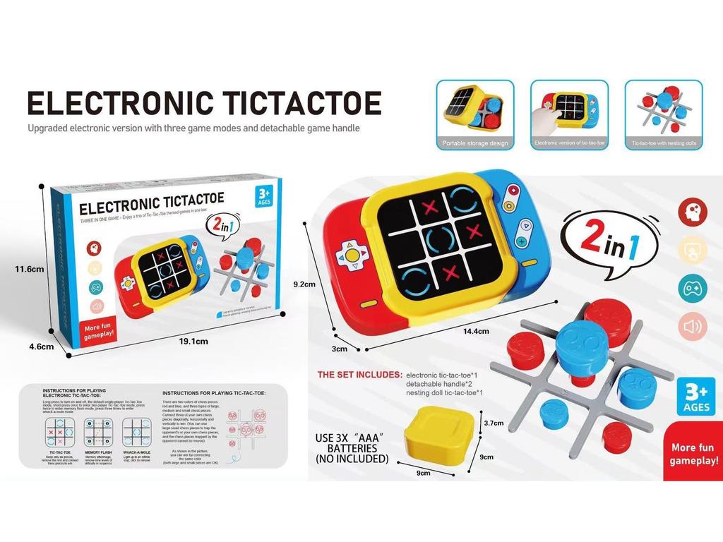 Consolă de joc electronic portabilă Super Tic-Tac-Toe: Rezolvator de puzzle distracție în familie
