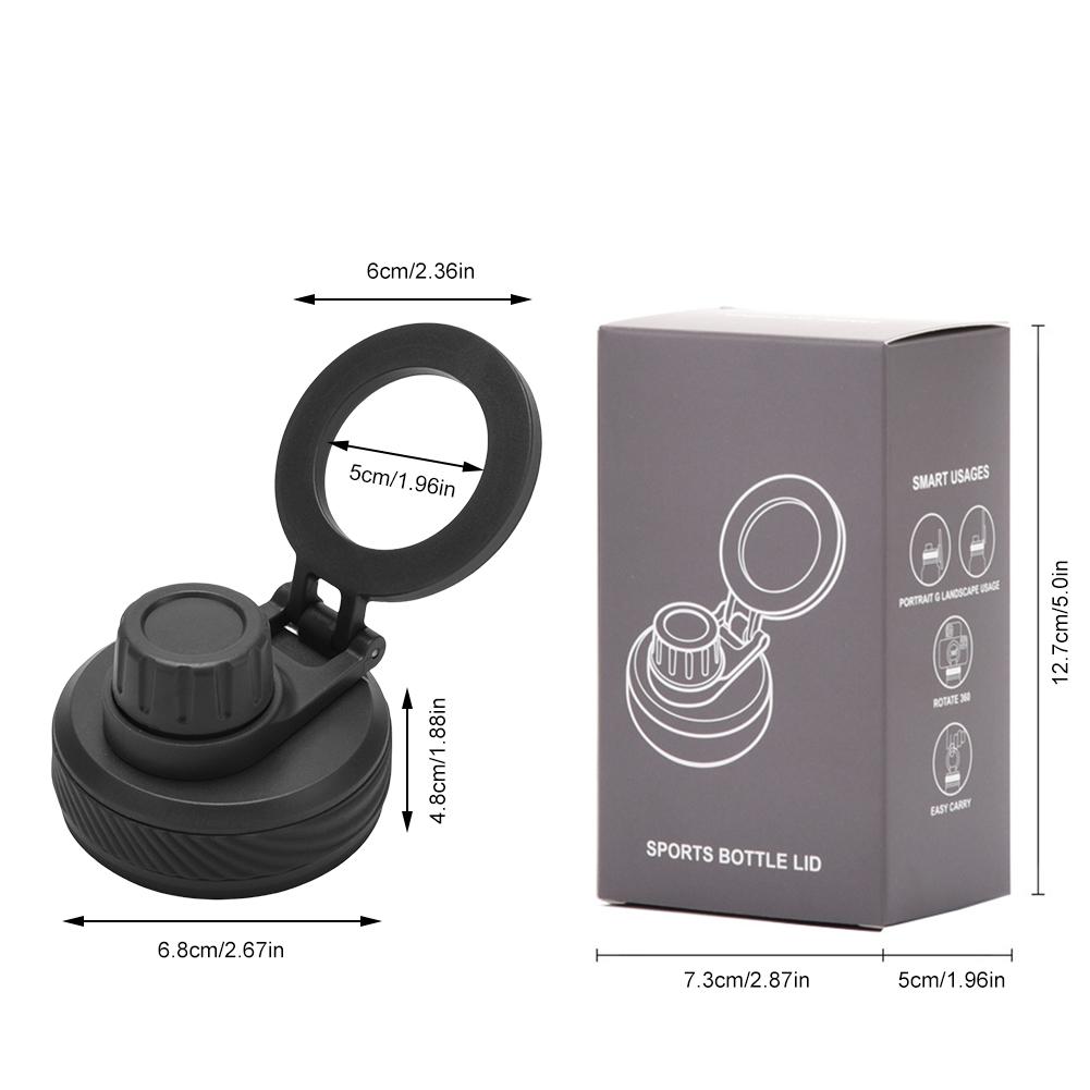 Double Vacuum Insulated Bottle Lid with Cellphone Magnetic Stand Sports Water Bottle Lid Vacuum Drinking Bottle Lid for MagSafe