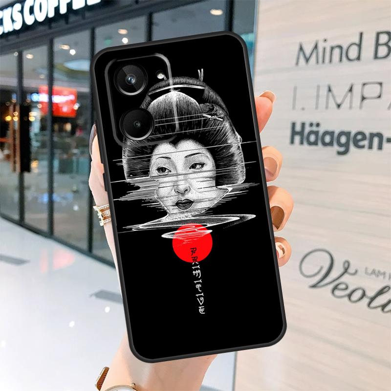Japanese Geisha Case For Realme 15 13 12 10 11 14 Pro Plus GT6 GT7 C15 C35 C53 C55 C61 C63 C65 C67 C71 C75