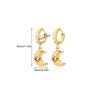 Cross Retro Pearl Temperament Earrings - 18K Gold Plated Stainless Steel with Diamond Inlaid Mother-of-Pearl Heart Bow Design