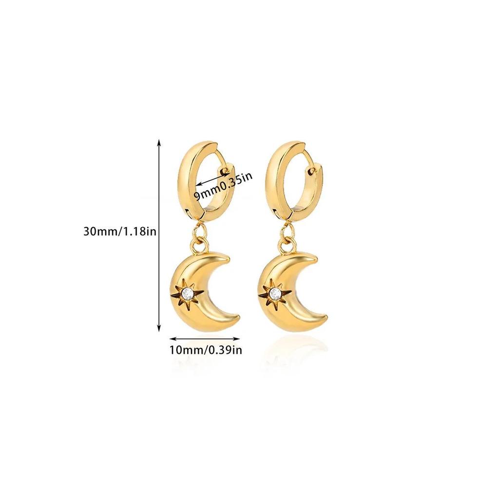 Cross Retro Pearl Temperament Earrings - 18K Gold Plated Stainless Steel with Diamond Inlaid Mother-of-Pearl Heart Bow Design