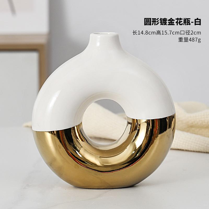 

Керамическая ваза с гальваническим покрытием Nordic Advanced Feeling Creative Flower Arrangement Ceramic Handcraft Ornaments Art Decorative Vase