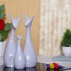 Lucky Deer Statue Family Piano Finish Ceramic Figures Deer Couple showpiece Decorative Showpiece - 25 cm  (Polyresin, Grey)